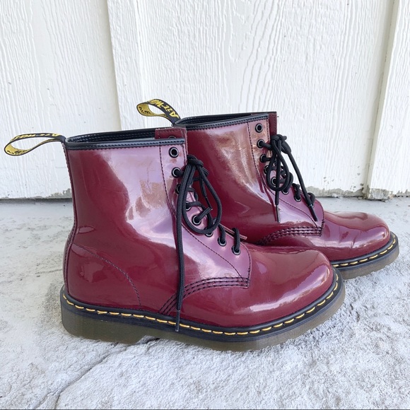 cherry red combat boots